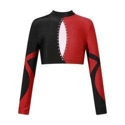 HEGHERFEL - TOP DE LYCRA MANGAS LONGAS E DECOTE ALTO PARA PATINAGEM