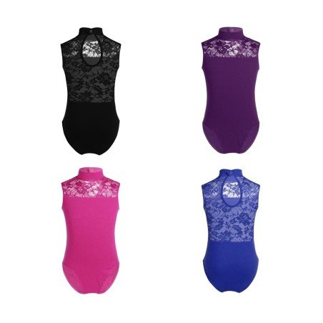 HEGHERFEL - SLEEVELESS LYCRA LEOTARD WITH TULLE