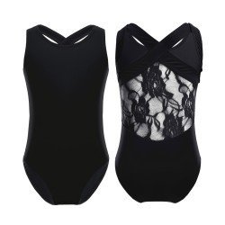 HEGHERFEL - SLEEVELESS LYCRA LEOTARD WITH TULLE