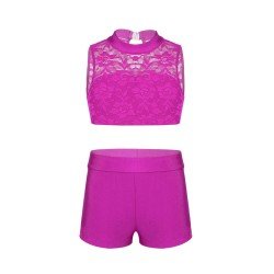 HEGHERFEL - SLEEVELESS TOP WITH TULLE AND LYCRA SHORTS