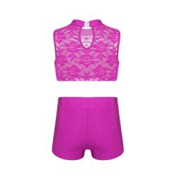 HEGHERFEL - TOP SENZA MANICHE CON SHORTS IN TULLE E LYCRA