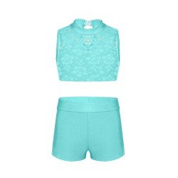 HEGHERFEL - SLEEVELESS TOP WITH TULLE AND LYCRA SHORTS