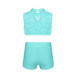 HEGHERFEL - SLEEVELESS TOP WITH TULLE AND LYCRA SHORTS